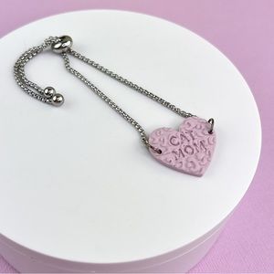 Cat Mom Handmade Polymer Clay Adjustable Stainless Steel Bracelet